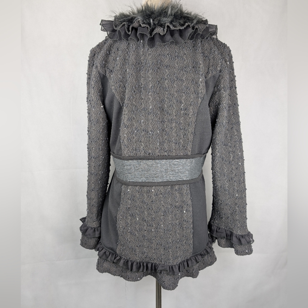 Fantazia Jacket Mixed Fabric button Front Size Medium - Picture 6 of 10